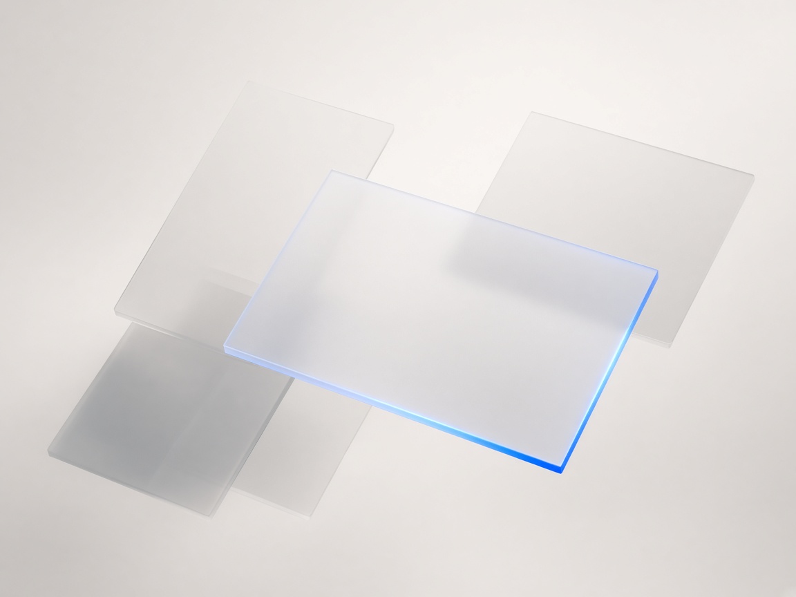 Misaligned panels with one clear blue edge